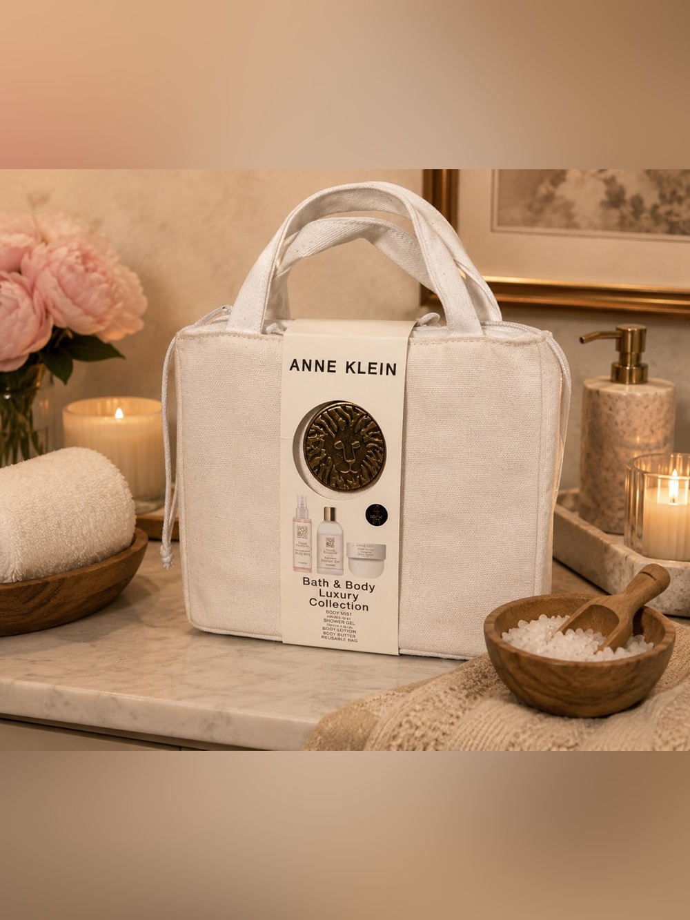 Anne Klein Bath & Body Luxury Collection Gift Set Floral Bouquet Reusable Bag